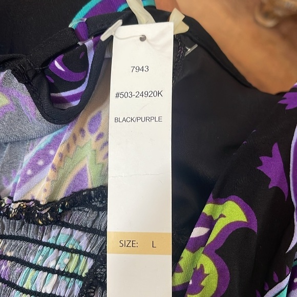 NWT Snap black and purple sundress w/ elastic waistband, adjustable straps Large - Picture 10 of 13